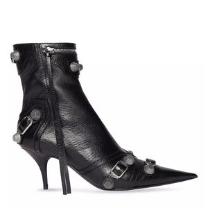 BALENCIAGA Black Leather Cagole Ankle Boots NWT 37.5